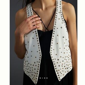 NWT Anthropologie Relaxed Studded Vest Size XL